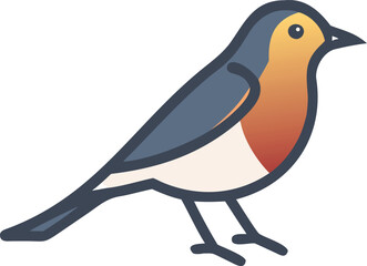 Vector icon of a Robin bird isolated on a white background.