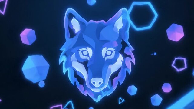 digital wolf logo reveal geometric particles abstract animation