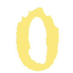 Yellow number zero with snow