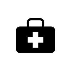 Black First Aid Icon Vector – Medical Emergency Symbol for Healthcare, Safety, and Rescue Design