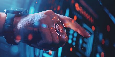 Futuristic Finger Touching Digital Interface with Interactive Technology"