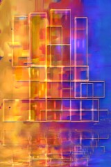 Abstract Neon Cityscape Reflection