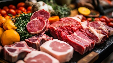 The meat is cut into different shapes and sizes