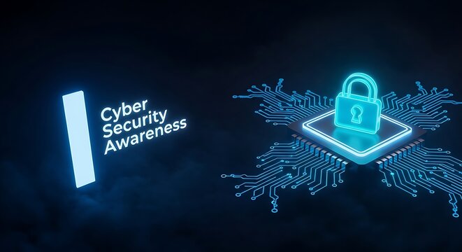 Cyber Security Awareness With Padlock