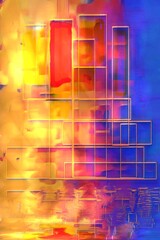 Abstract Neon Cityscape Reflection