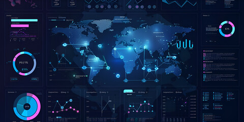 Global Data Visualization with Charts and Graphs in Digital Dashboard"
