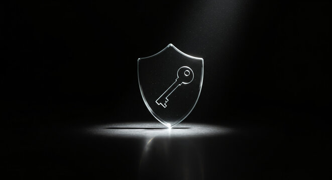 Strategic market analysis minimalist glass shield delivering financial security