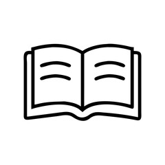 Open Book Line Icon Vector Illustration of Reading Symbol