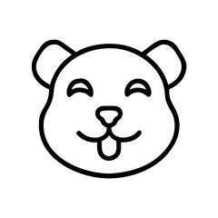 Cute Bear Face Line Art Icon Vector Illustration of Happy Animal Head