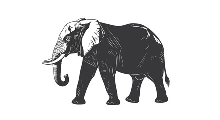 Elegant Vector Illustration of a Majestic African Elephant on White Background