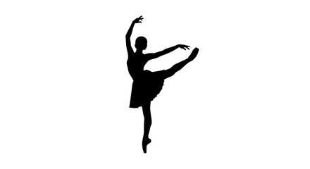 Elegant ballerina silhouette striking a pose, perfect for dance studio branding or theatrical designs, expressing grace and passion through movement