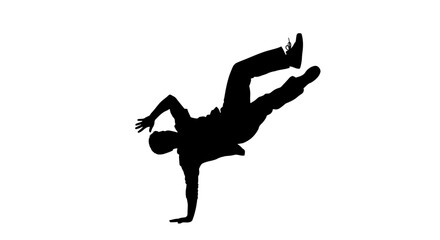 Dynamic silhouette of a breakdancer in action showcasing energy and movement for dance school promotions or urban lifestyle projects