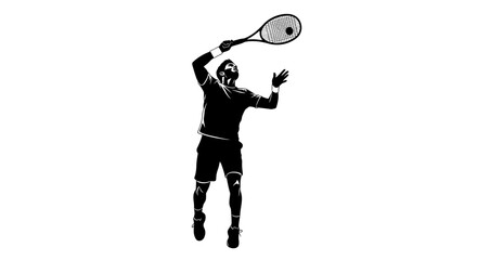 Dynamic tennis player serving powerfully with energy and focus, perfect for sports advertising and fitness campaigns, showing strength and athleticism