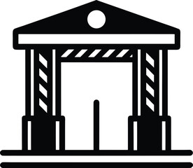 Abstract building vector icon with pillars isolated on transparent background