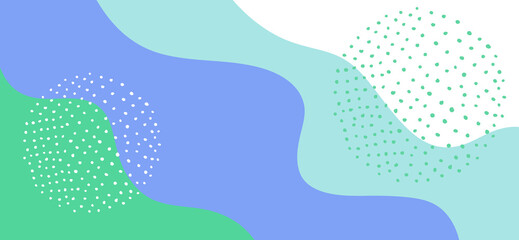 Abstract waves and dots, flowing color pattern wide background, soft pastel modern tone cover design background, web banner