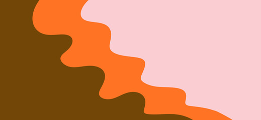 Abstract wavy liquid shapes, retro color block style wide background, warm playful tone cover design background, web banner