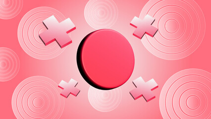 Circular red geometric design with crosses and concentric patterns