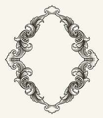 Highly Detailed Ornate Vintage Engraving Border Invitation Card - Vector Template