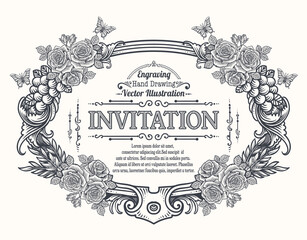 Highly Detailed Vintage Engraving Frame with Cherubs - Vector EPS 10