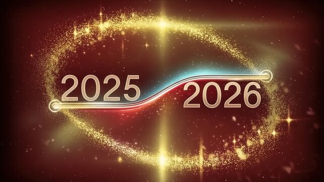 Elegant Curve Timeline 2025–2026 with Golden Glow