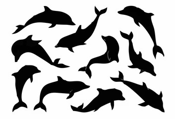 Dolphin icon sea whale jump c...