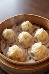 Steaming dumplings in bamboo basket ready to eat delicious chinese food cuisine fresh 90 char