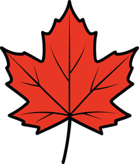 Hand-drawn maple leaf silhouette with fine line details. Nature vector icon isolated design.