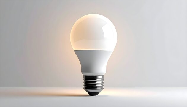 Bright LED light bulb glowing, representing innovation, ideas, and modern energy solutions
