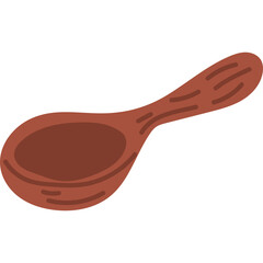Rustic Wooden Spoon with Smooth Bowl and Textured Handle Isolated on Transparent Background