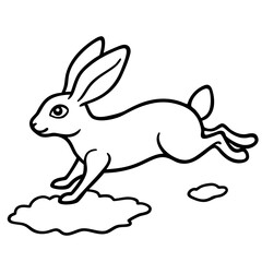 Cartoon rabbit hopping over ground clumps
