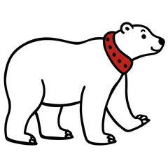 Cartoon polar bear wearing a red collar