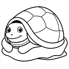 Cute cartoon turtle outline for coloring
