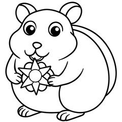 Cute hamster holding a star outline