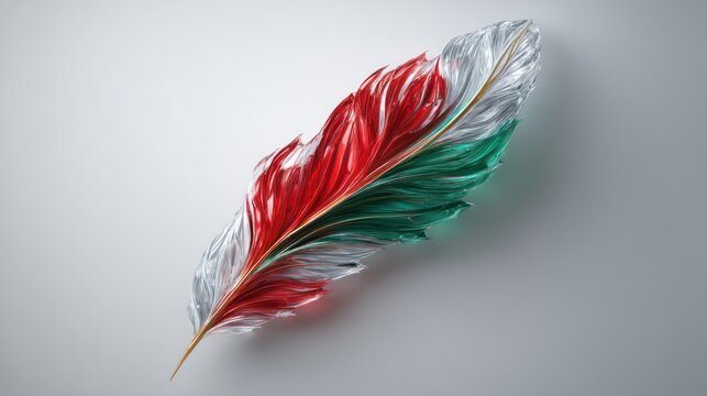 Portugal flag sculpted as glowing glass feather edges with refractive highlights shadows clean on matte background uncluttered composition