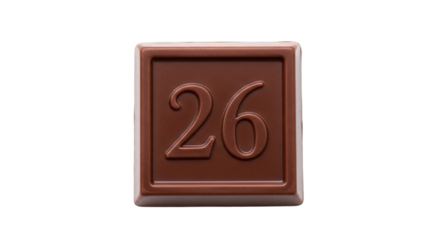 Chocolate number twentysix isolated on transparent background, a sweet treat for any occasion, perfect for birthdays, anniversaries, or just a delicious snack