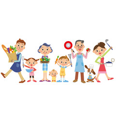 三世代家族が一緒に料理を楽しむ