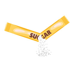 Single Serving Sugar Packet Opened Pouring White Granulated Sugar Against Transparent Background