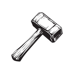 Vector illustration of a hammer or mallet sketch with simple hand drawn style and realistic details.
