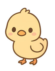 Fototapeta premium Charming Cartoon Chick: A delightful illustration of a cute, fluffy chick, radiating innocence and joy, perfect for projects related to springtime, farm animals, or childhood.