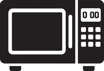  Microwave oven with digital display in bold vector style. Ideal for kitchen, cooking, and appliance themes.
