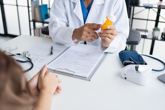 Healthcare. Doctor and patient are discussing interview consulting patient. Professional medical doctor in the hospital. Healthcare and medical