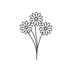 Elegant daisy flower bouquet in a simple single-line drawing style, perfect for minimalist designs and natural themes