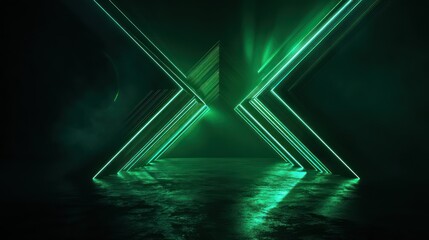 The Pakistan flag formed from glowing emerald light beams arranged in perfect symmetry within a dark clean environment