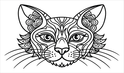 Fototapeta premium Intricate stylized cat face with decorative patterns