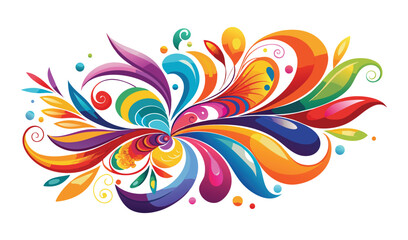 Obraz premium Vibrant abstract watercolor flourish with colorful swirling shapes and organic forms