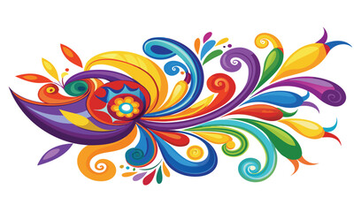 Obraz premium Vibrant colorful abstract floral flourish with swirling shapes and bright colors