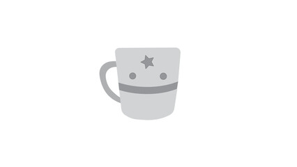 Single black coffee mug and white teacup with milk drink on white background