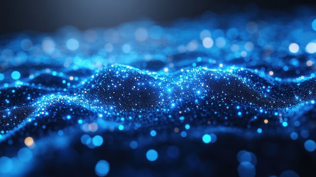 Abstract Digital Waves: An intriguing visualization of digital waves in an abstract composition of luminous dots, evoking a sense of technological advancement, data flow, and modern design.