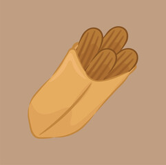 illustration of churros, sweet food, street food, dessert, snack