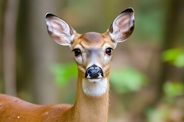 Obraz premium Deer encounter in forest wildlife photography nature close-up majestic beauty